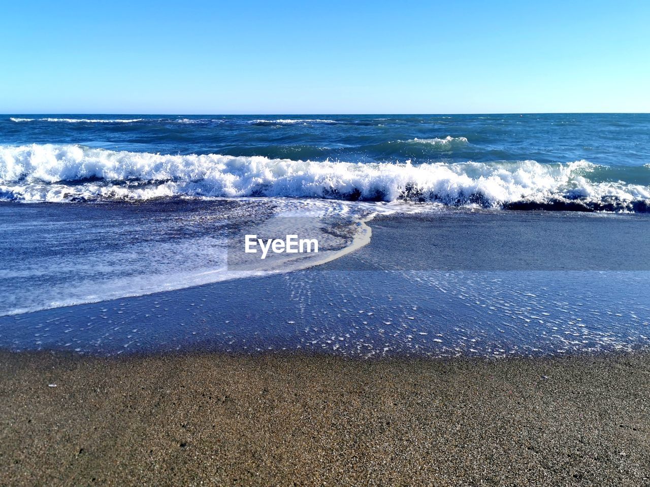 SCENIC VIEW OF BEACH AGAINST CLEAR BLUE SKY