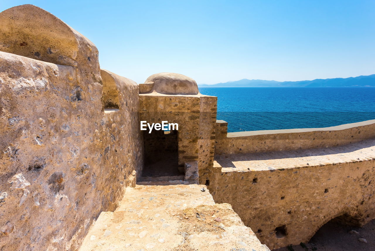 Fortified walls of monemvasia, greece