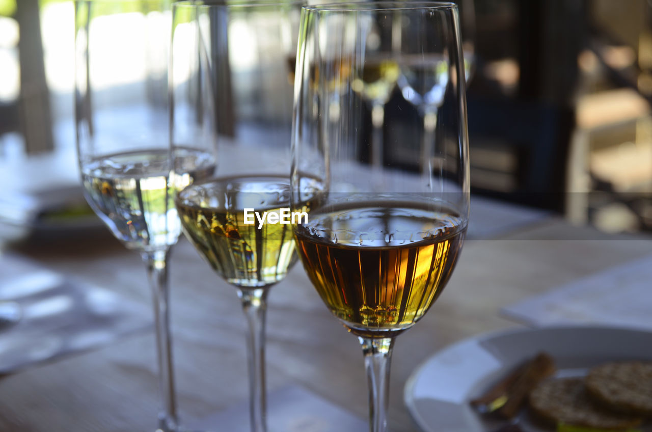 Close-up of wine glass on table