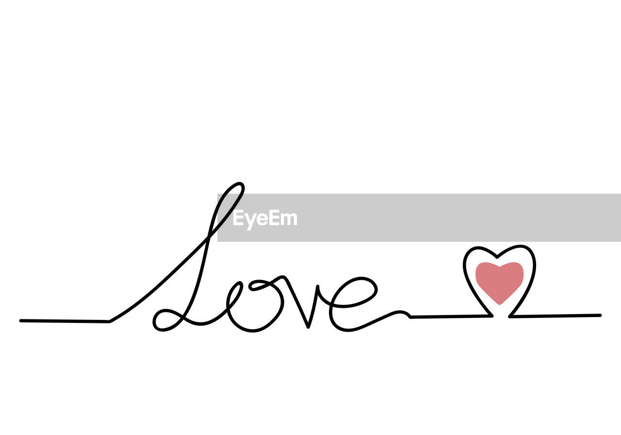 Continuous one line drawing of word love, vector minimalist blac