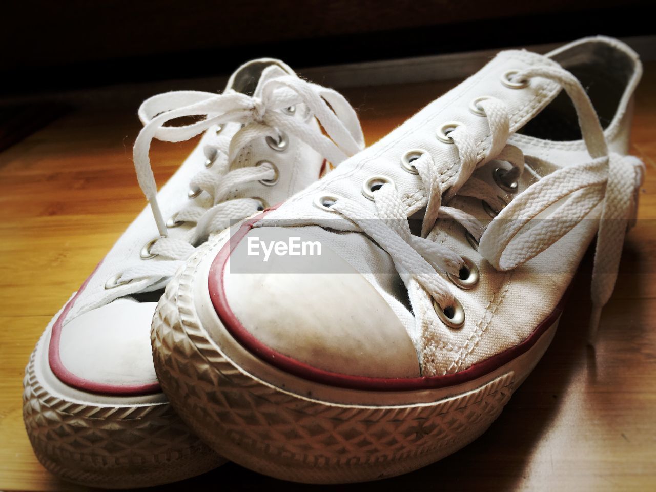 Close-up of canvas shoes