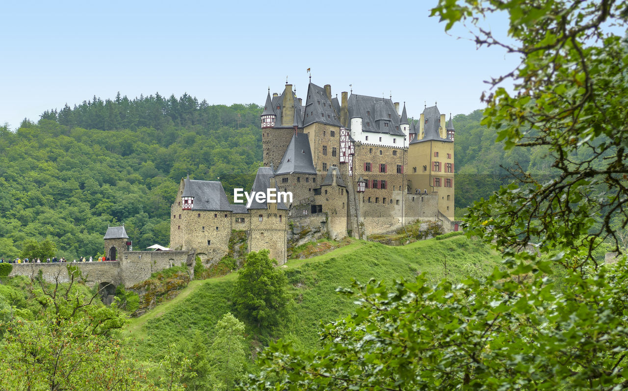 Idyllic scenery around the eltz castle in rhineland-palatinate, germany, at summer time