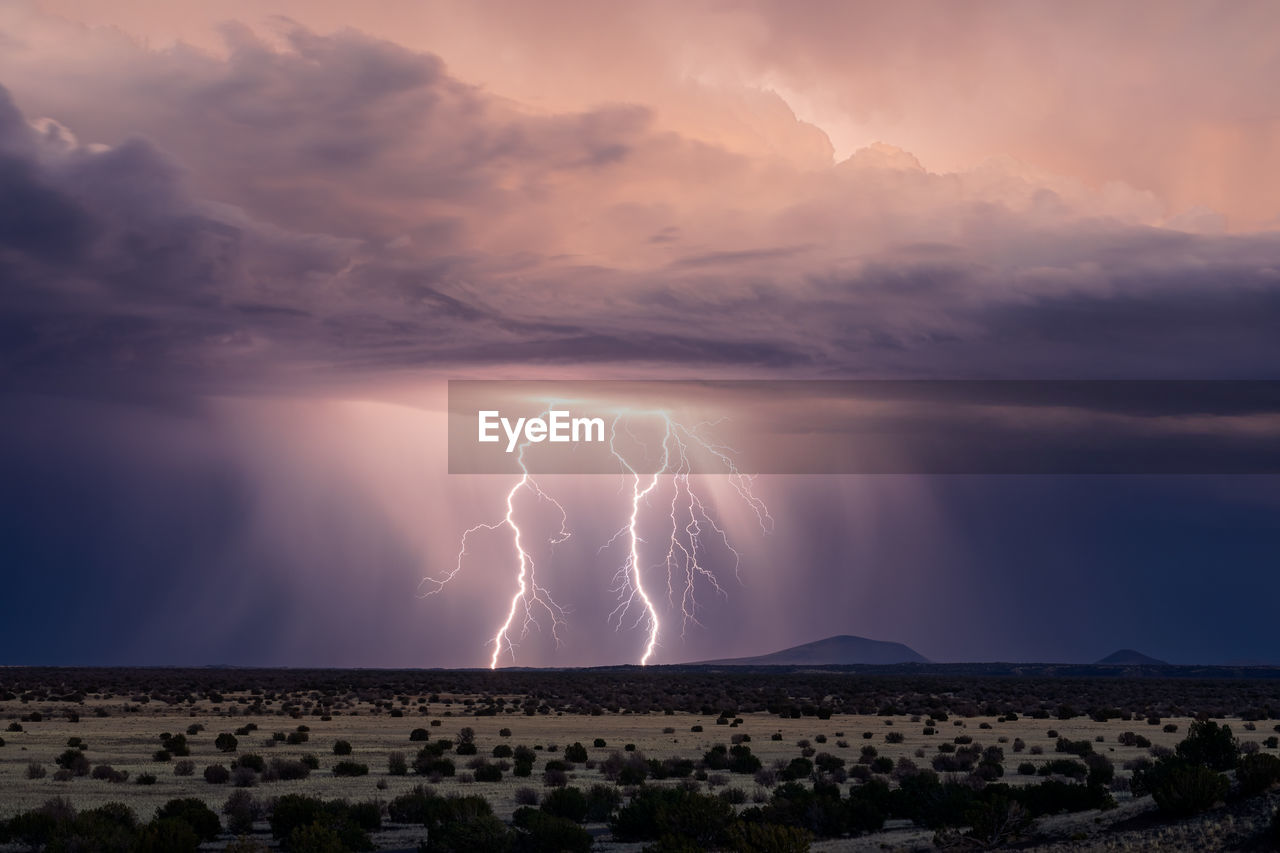 Lightning bolts from a monsoon thunderstorm near flagstaff, arizona