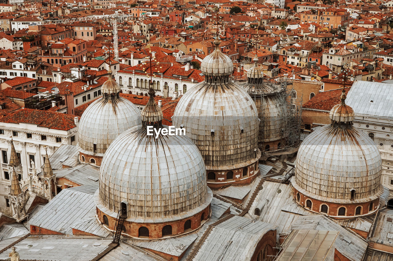 High angle view of st marks cathedral and buildings in city