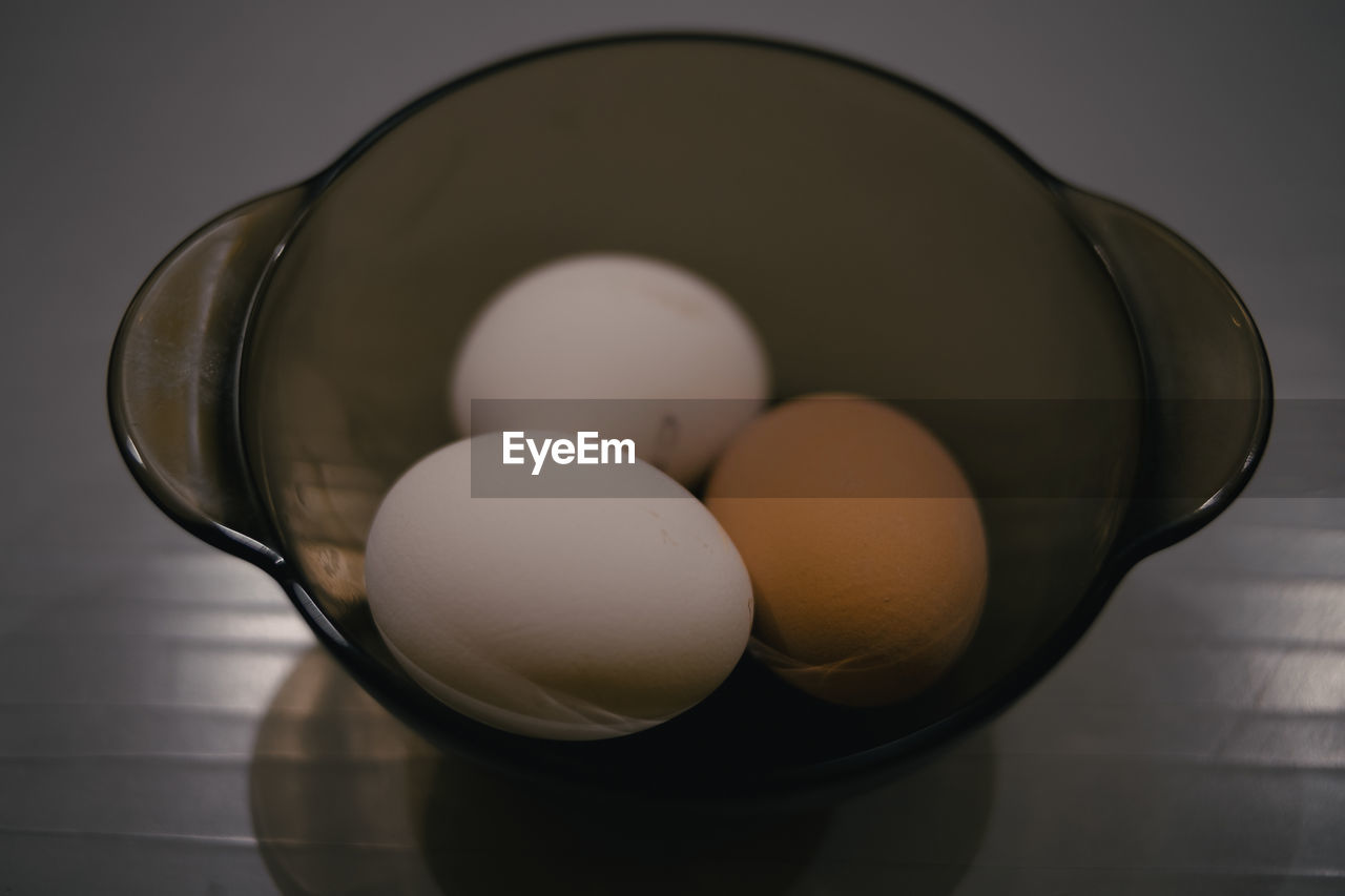 High angle view of breakfast on table