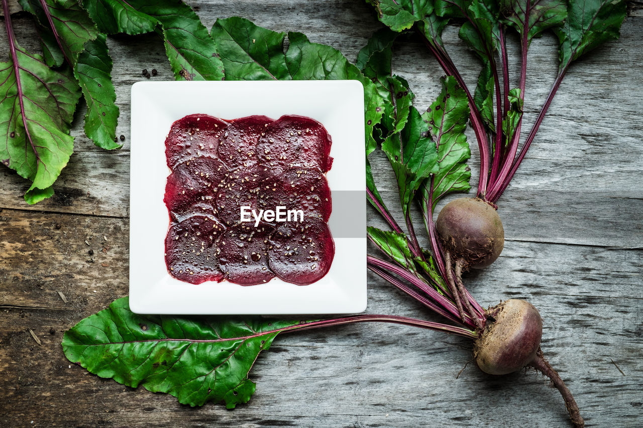 Close-up of plate of beetroots