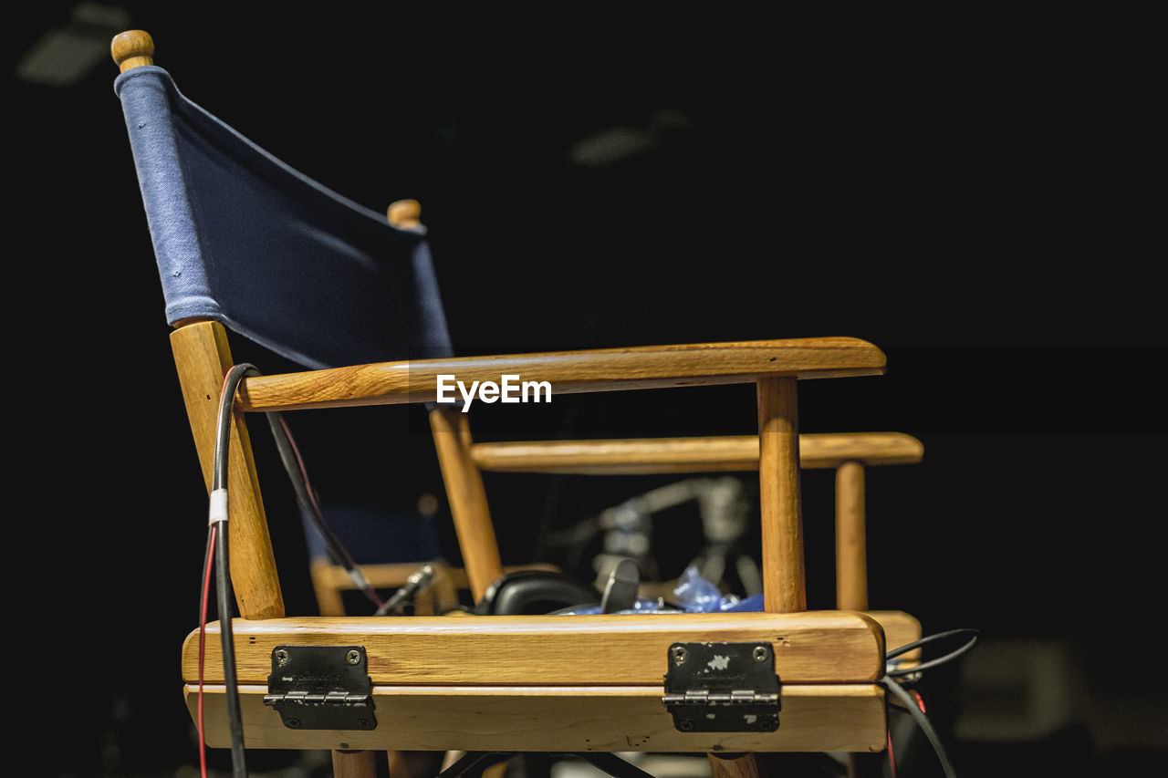 Close-up of director chair