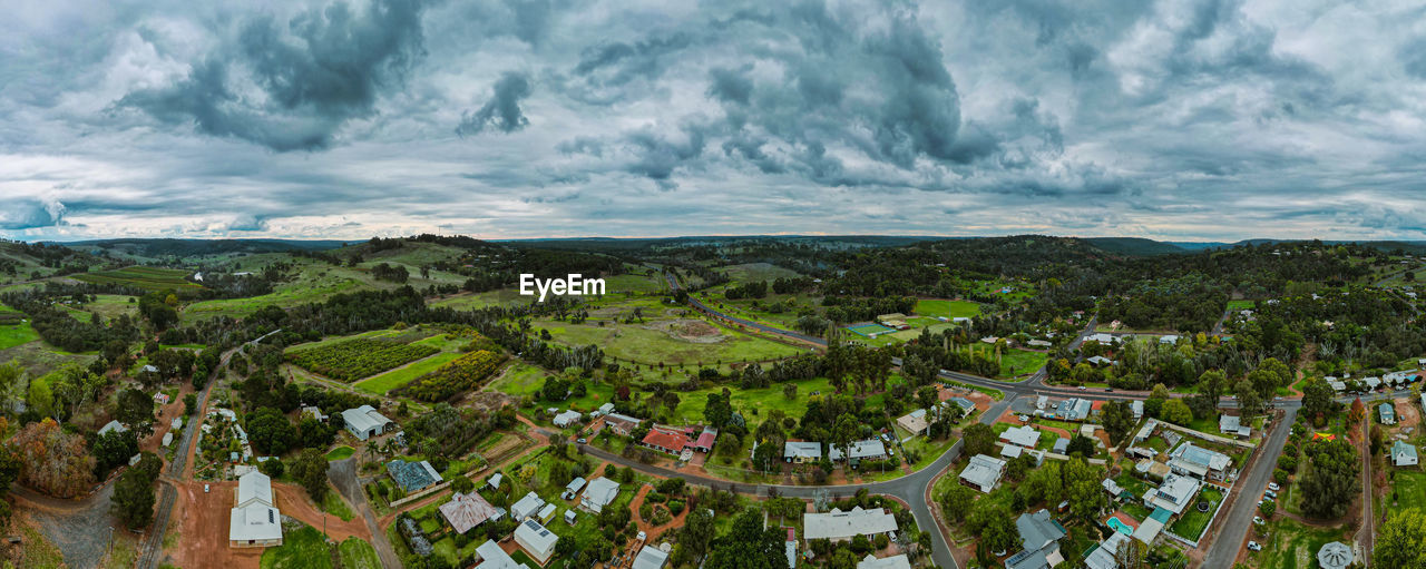 High angle view of townscape against sky