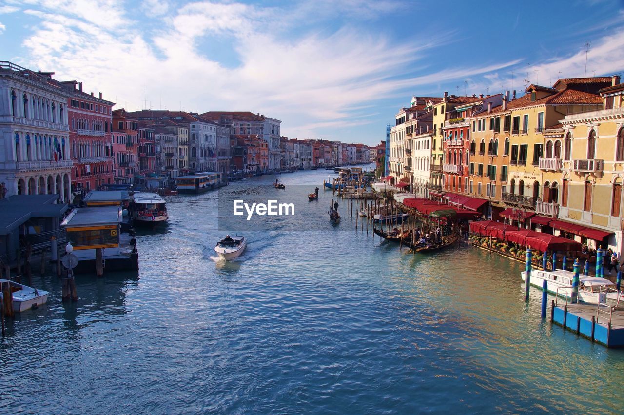 High angle view of grand canal amidst buildings against sky