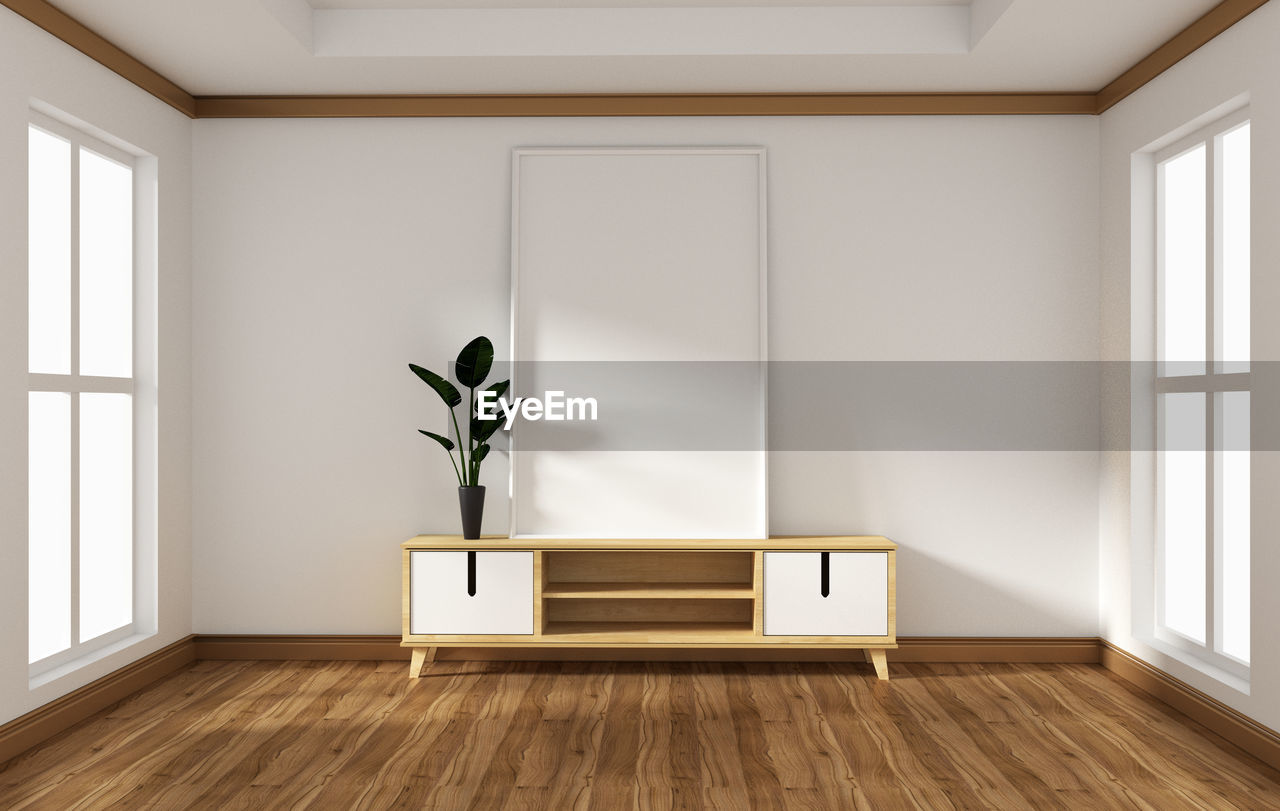 Interior room mock up modern design, room minimalist and  decoration.3d rendering