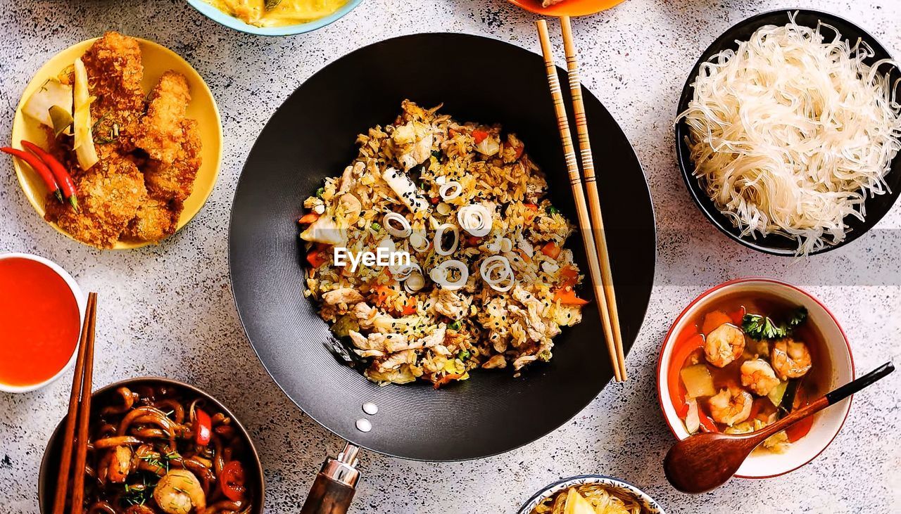 Asian cuisine, set of dishes on the table