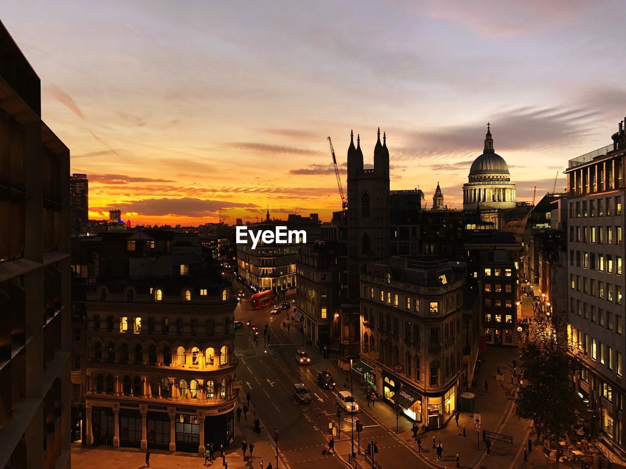 High angle view of buildings in city