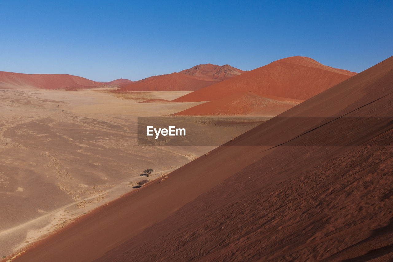 Scenic view of desert against clear sky