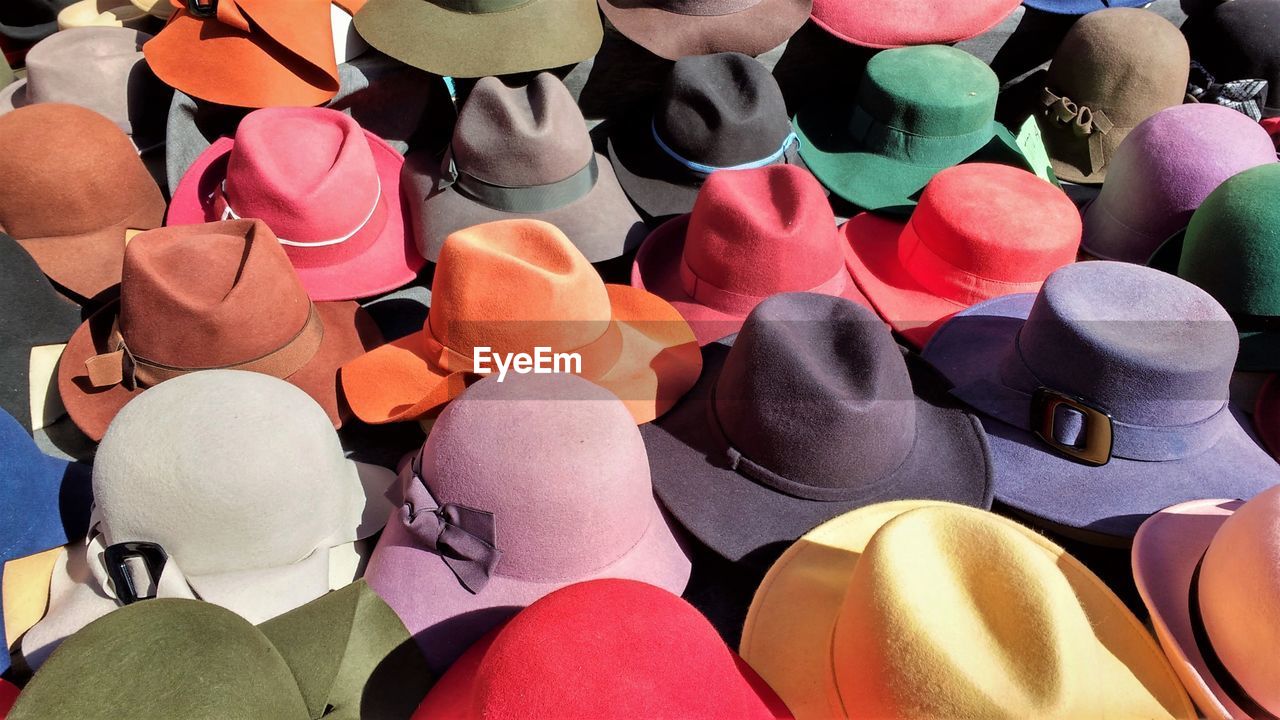 Full frame shot of hats for sale