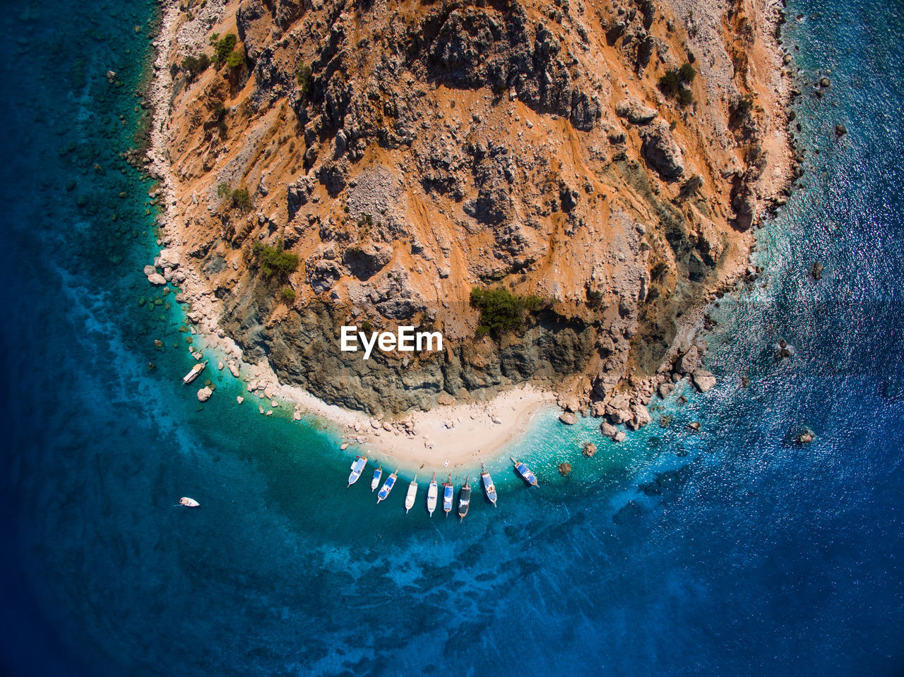 High angle view of rocks on beach