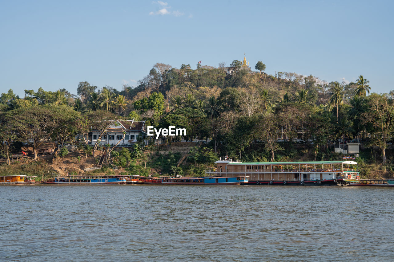 View to the countryside, the mekong river and mount phousi of luang prabang in laos, southeast asia