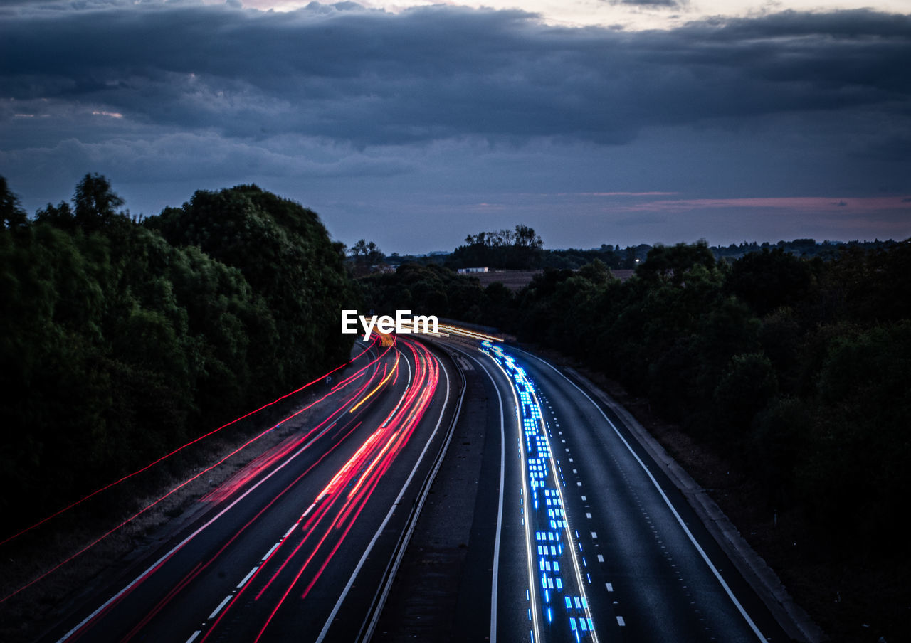 Moody light trails on motorway 