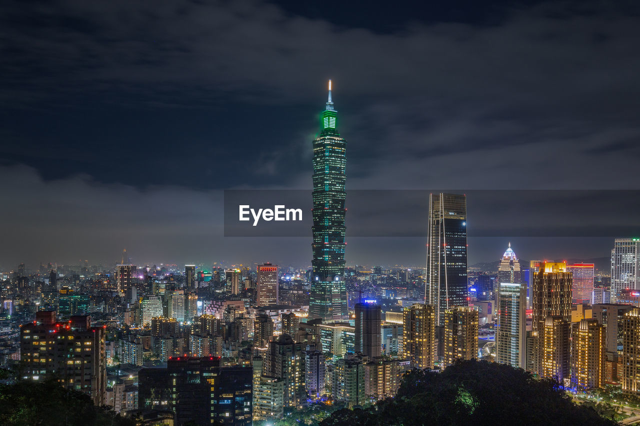 Taipei skyline view during night.