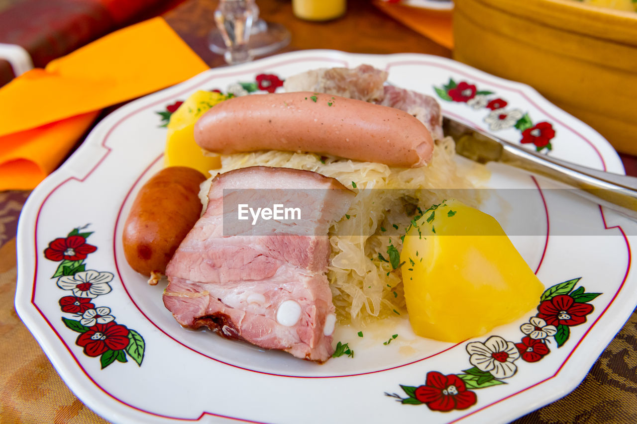 Sauerkraut with mixed meats and sausages