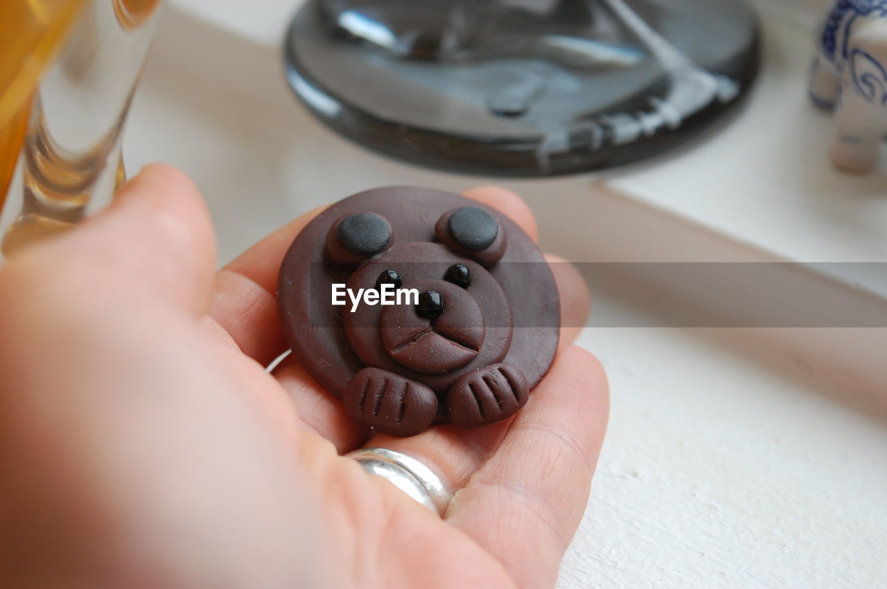 Close-up of person holding toy