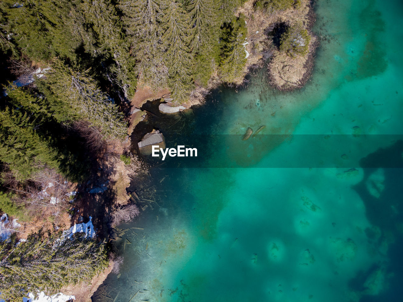High angle view of lake cresta in graubunden