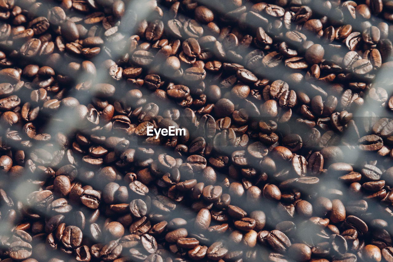 Full frame shot of roasted coffee bean