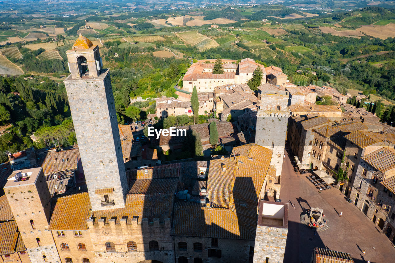 View from the top of the main tower, city of san gimignano, tuscany