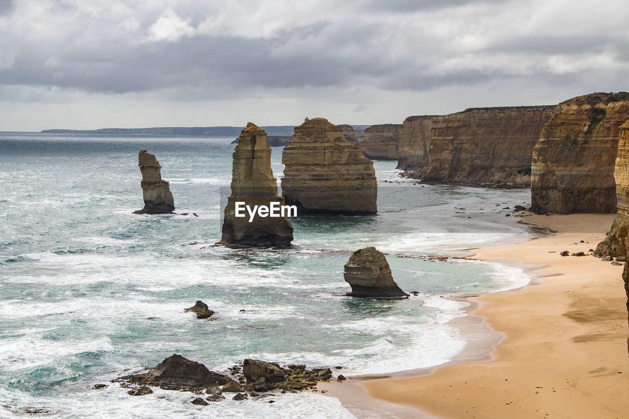 Coastline at port campbell national park during stormy weather