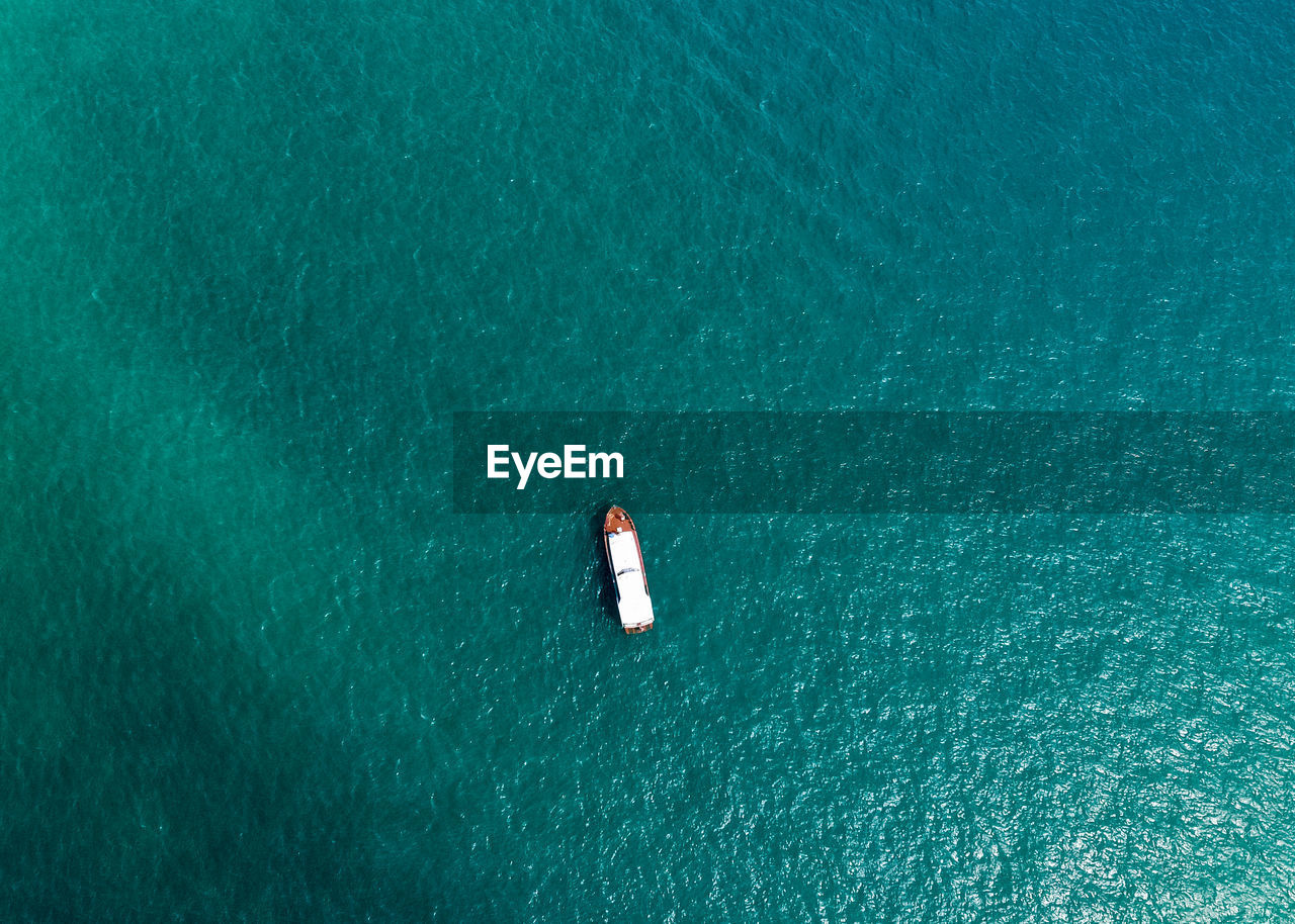 Aerial view of boat in sea