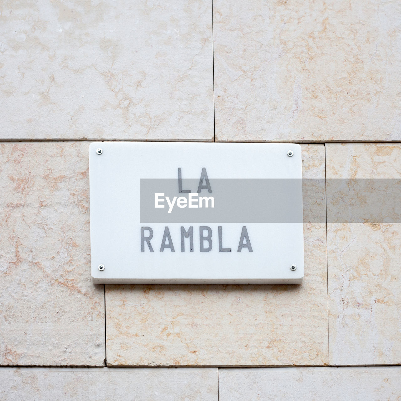 La rambla street sign on wall