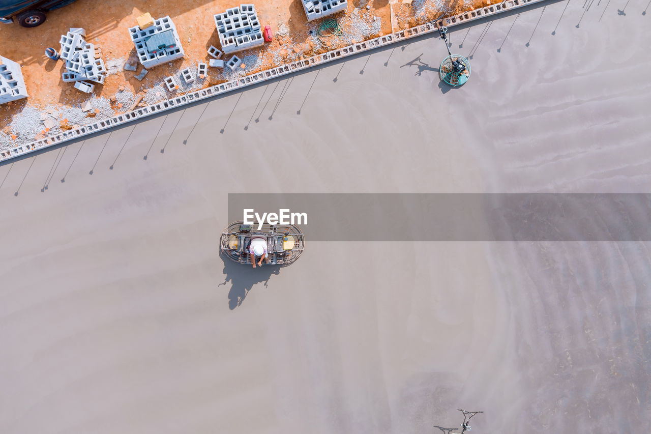 high angle view of boats in lake