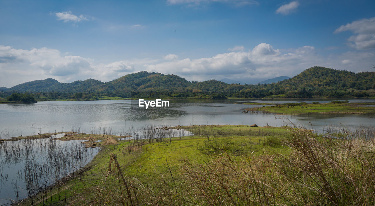 Scenic view of lake against sky