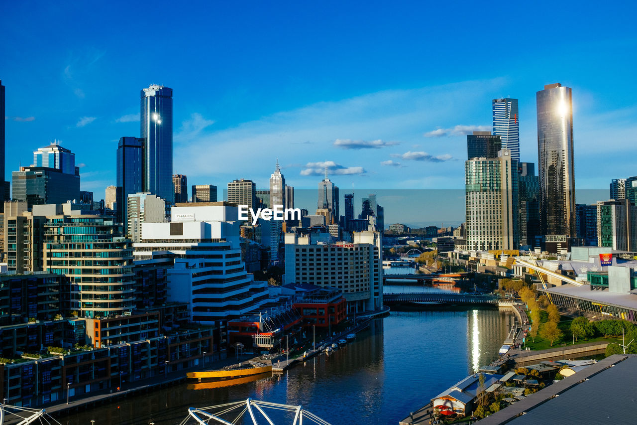 Aerial view of city at waterfront