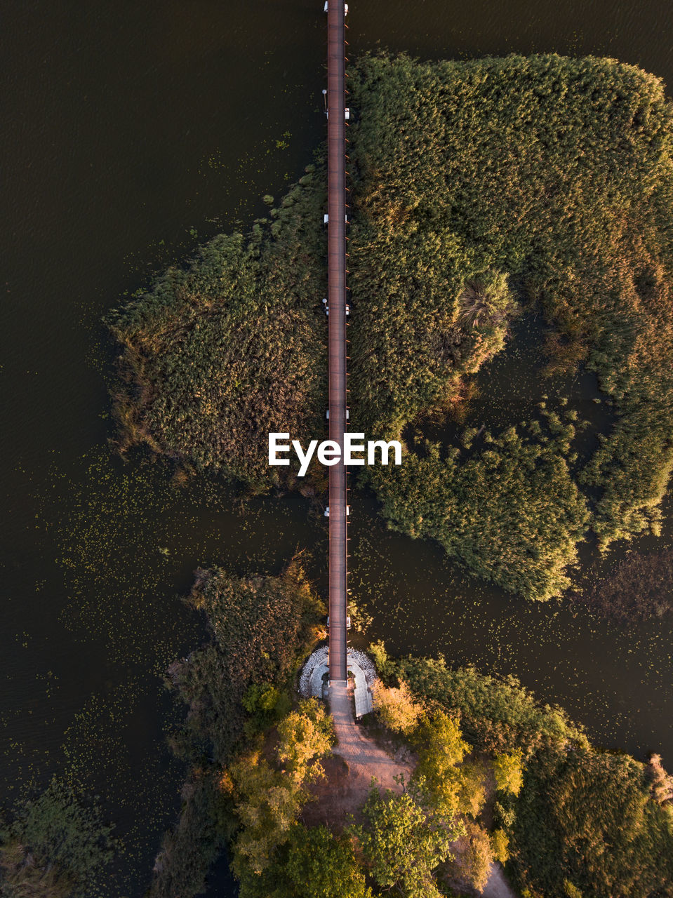 Aerial view of bridge above river