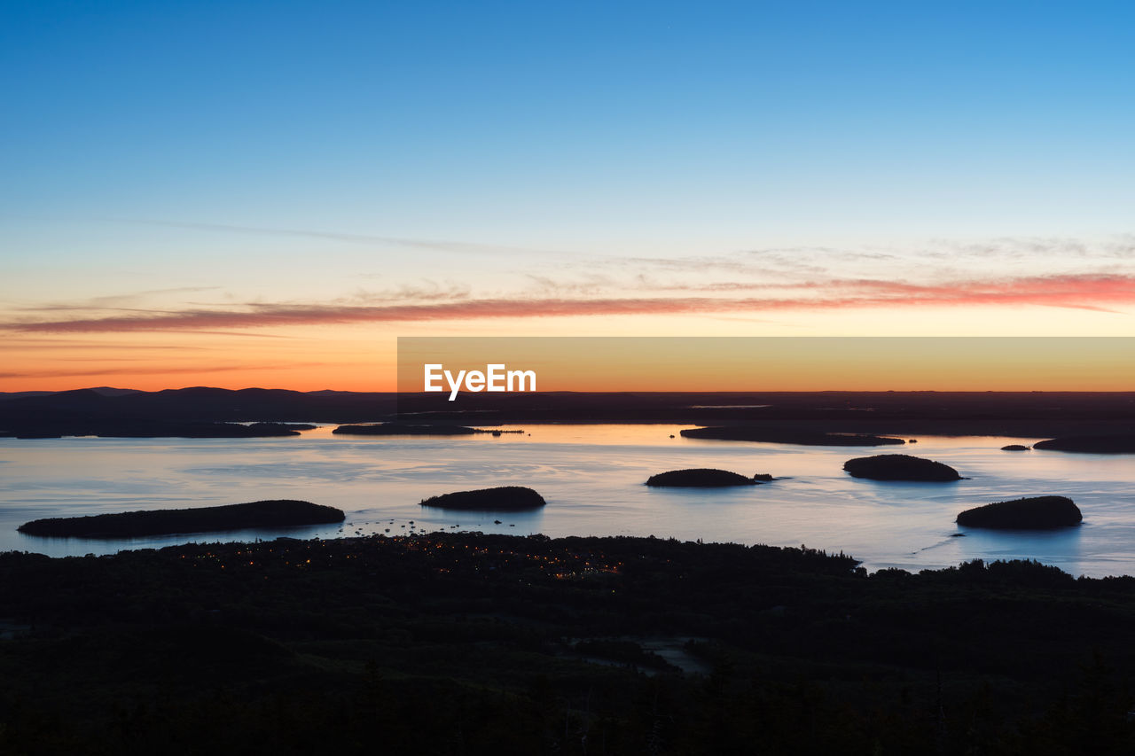 View of frenchman bay from cadillac mountain, acadia national park, maine, usa
