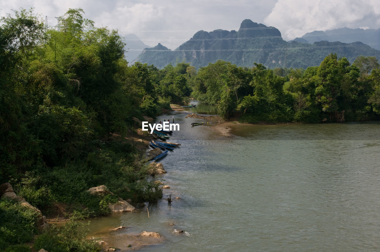 View from bridge on the river nam xong in vang vieng