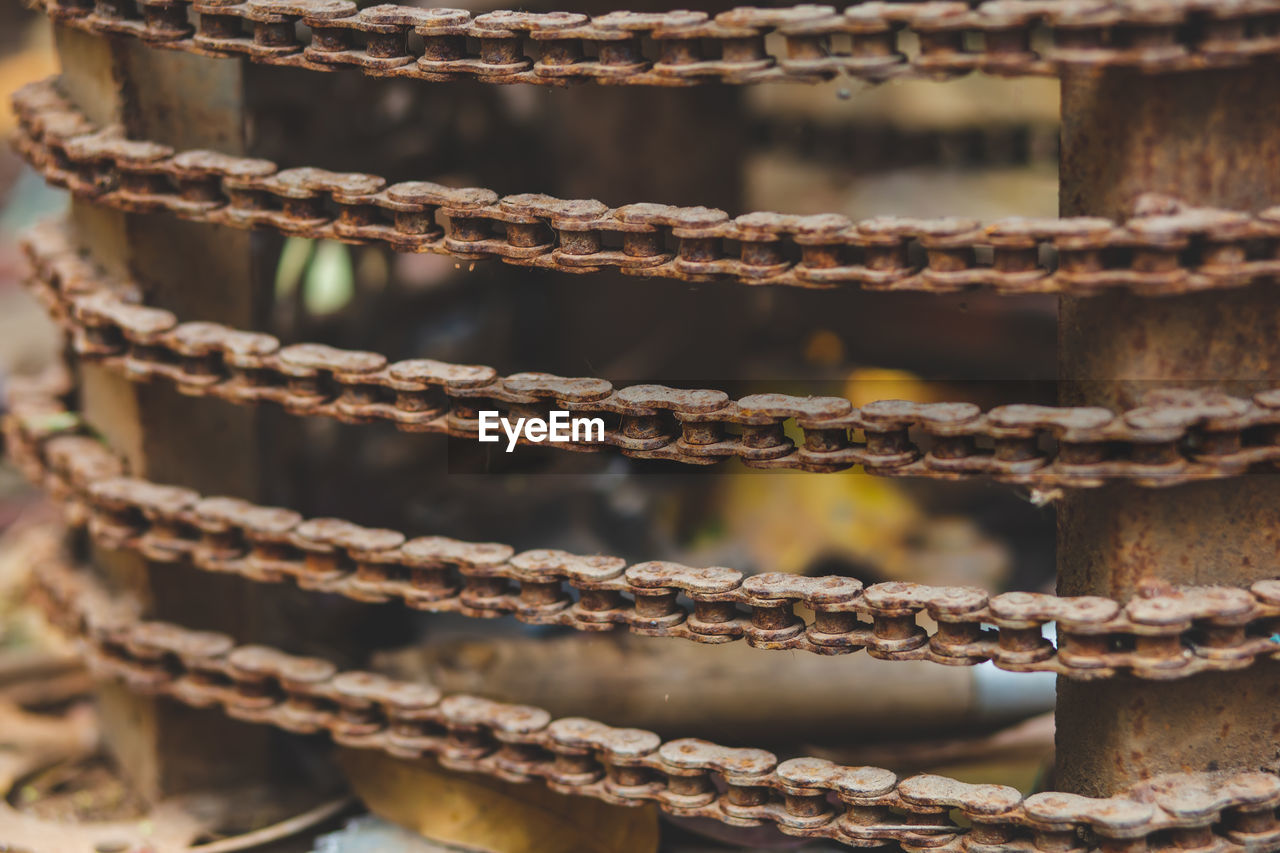 Old rusty vintage bike chain