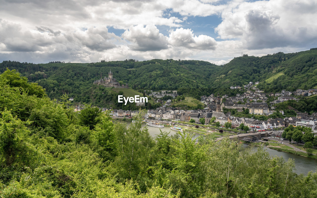 High angle view of townscape against sky