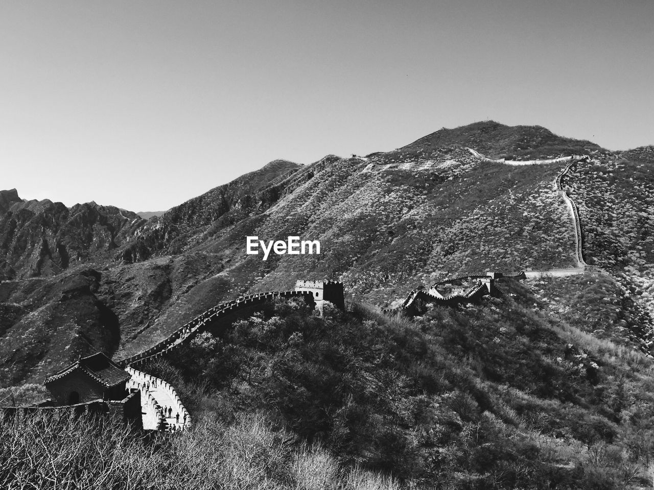 Scenic view of mountains against clear sky