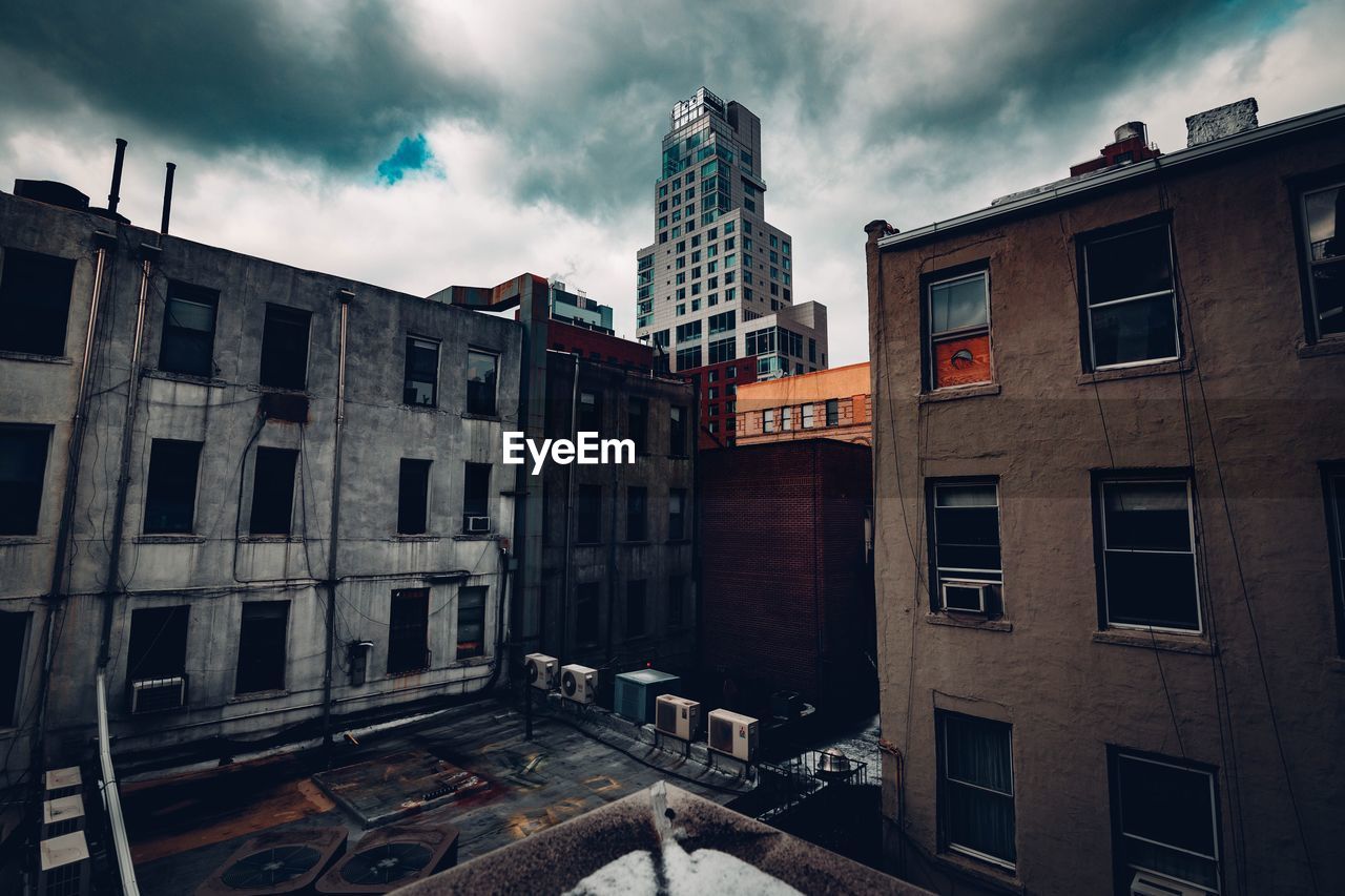 View of buildings against cloudy sky