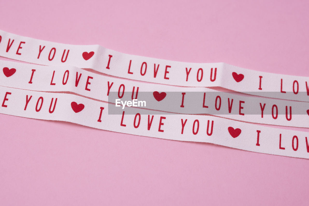 Love message on pink background