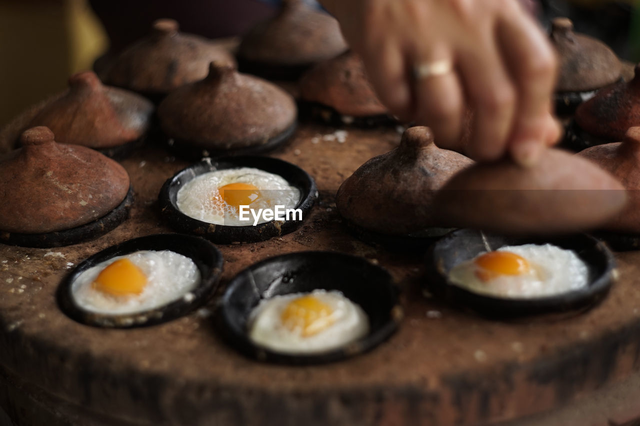 Clay lids of traditional oven in vietnam