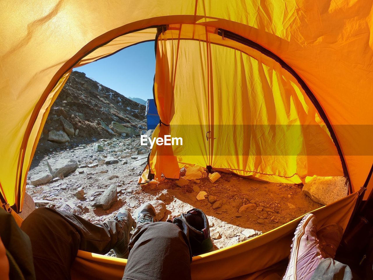 View of tent on rock