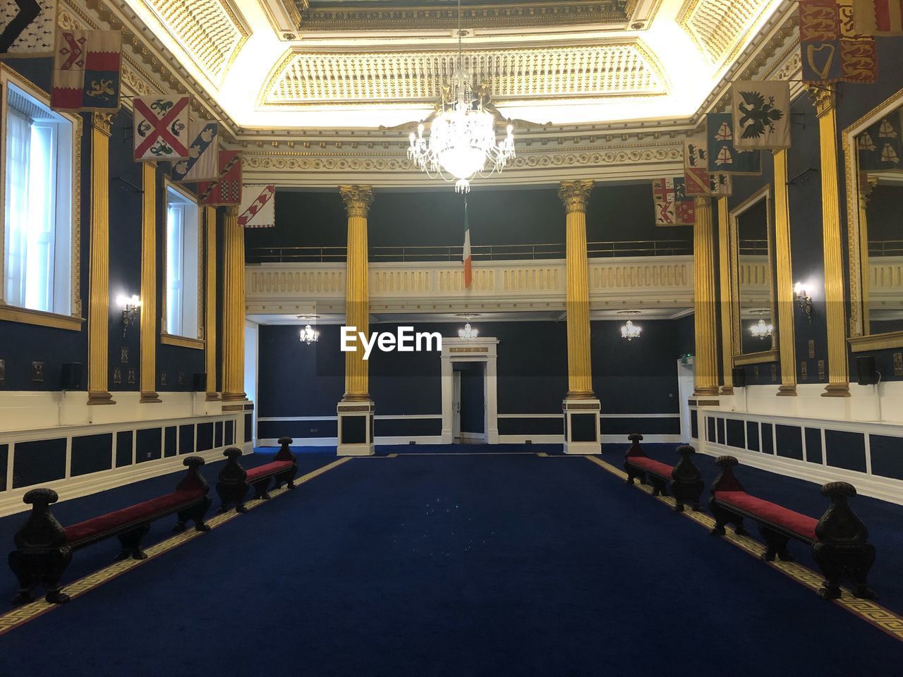 INTERIOR OF EMPTY ILLUMINATED BUILDING