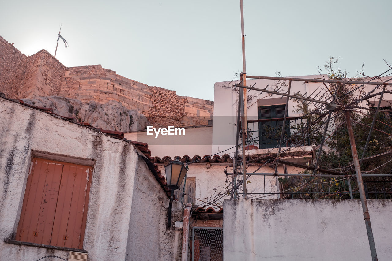 Athens, greece - febr18, 2020. narrow streets of plaka, a traditional neighborhood in athens, greece