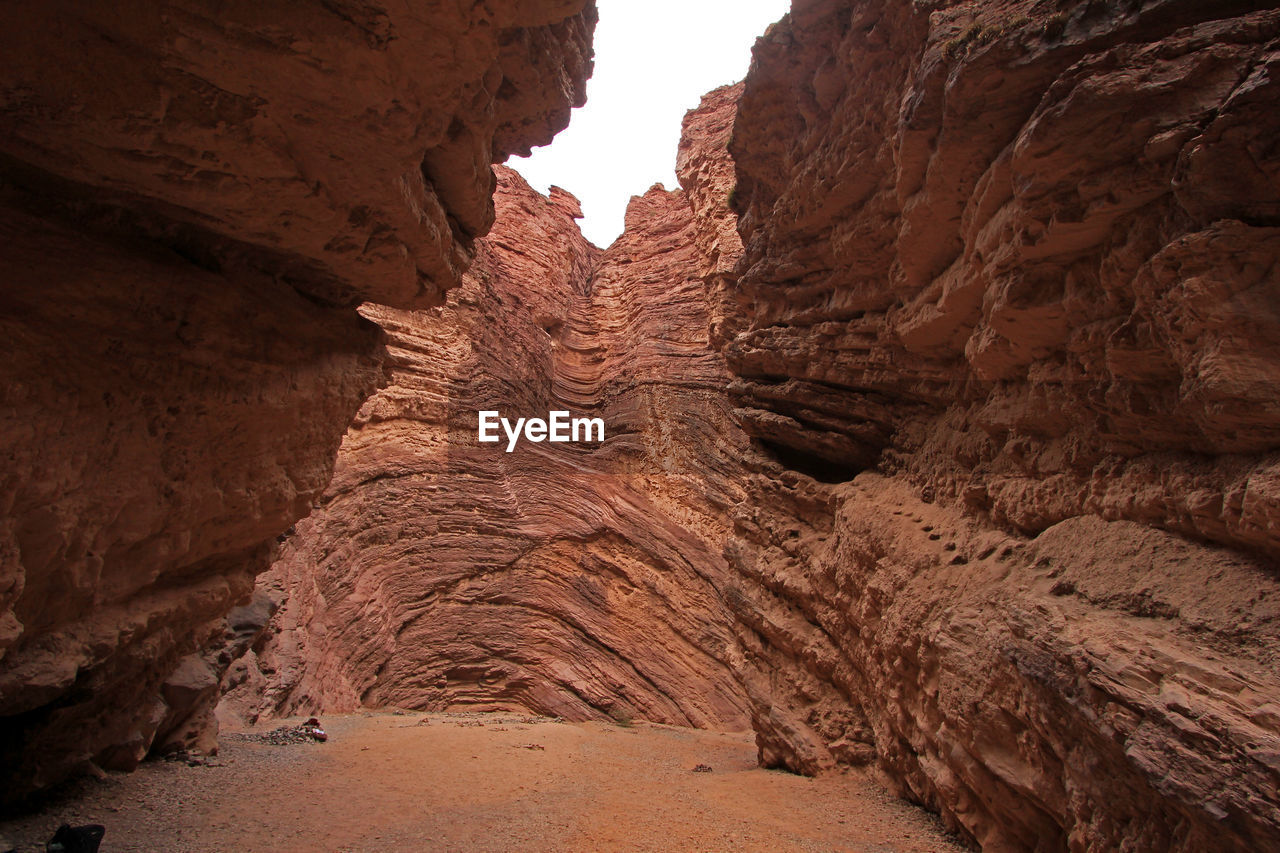 Low angle view of rock formation on land