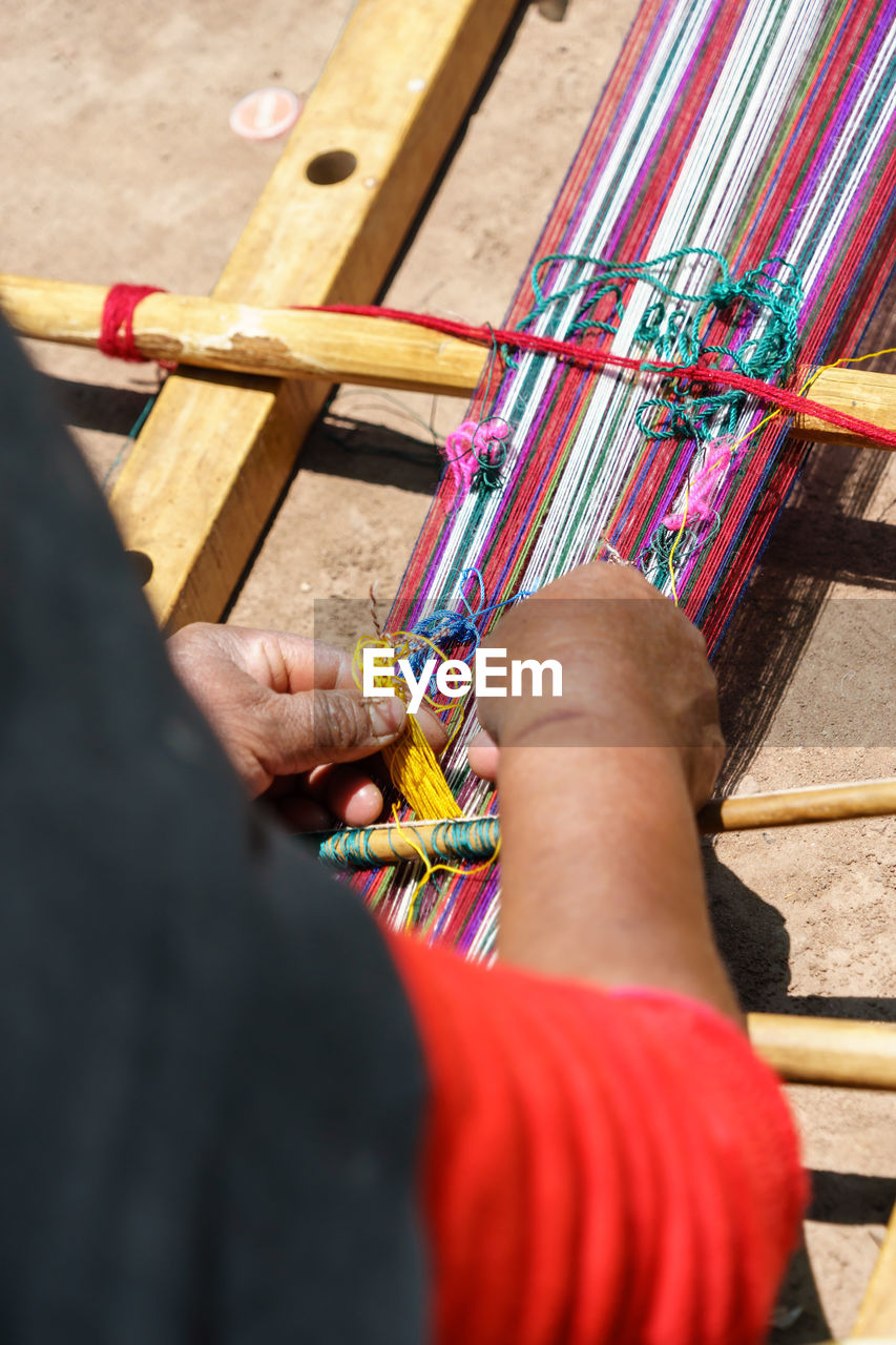 Close-up of multi colored craft from peruvian artist