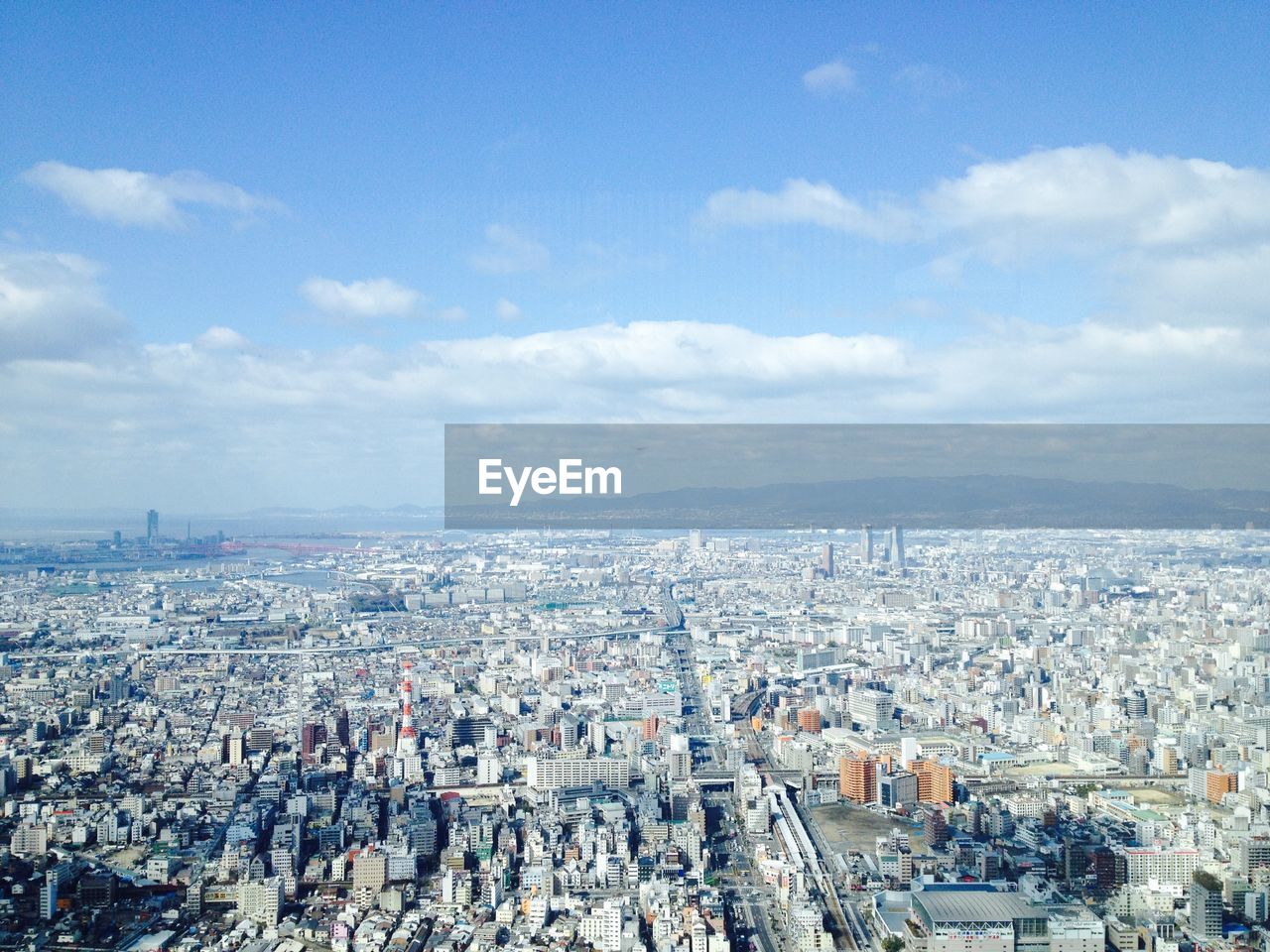 Osaka japan　high angle view of cityscape against sky
