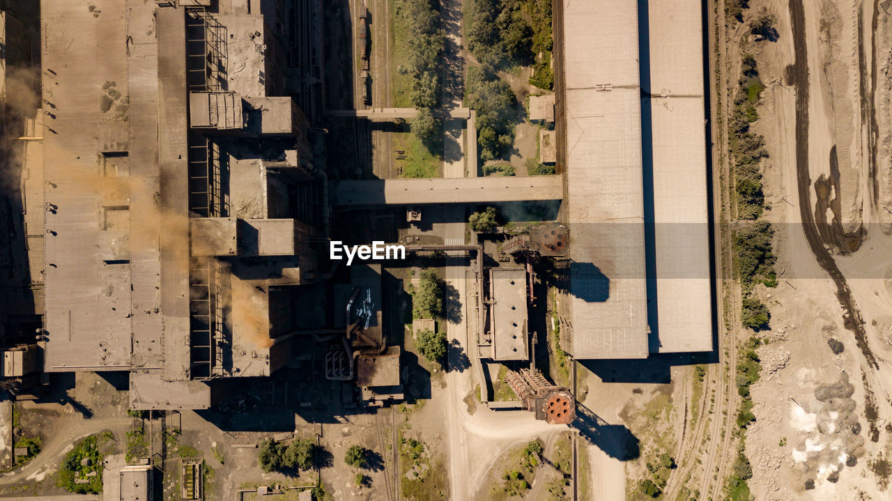 Aerial view to industrial zone and technology park. architectural background.