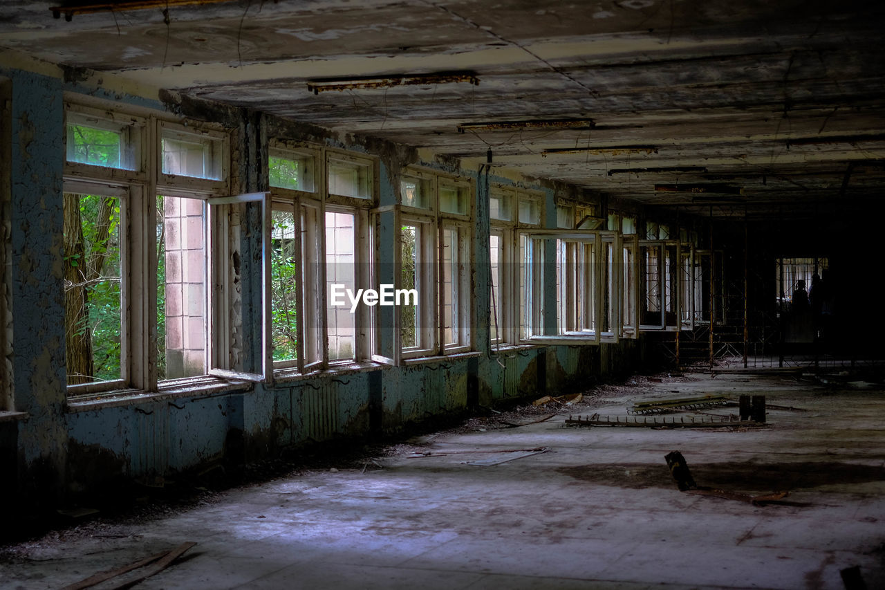 INTERIOR OF ABANDONED WAREHOUSE